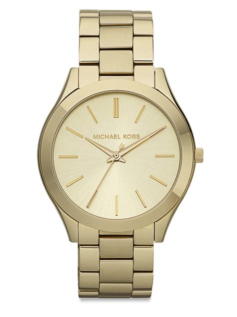 michael kors runway stainless steel women& 39|Michael Kors slim runway watch.